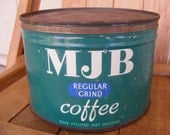 Vintage Coffee Tin MJB Regular Grind Coffee Kitchen Collectible