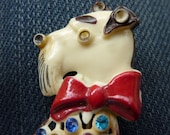 Dapper Mr. Schnauzer vintage lucite dog brooch