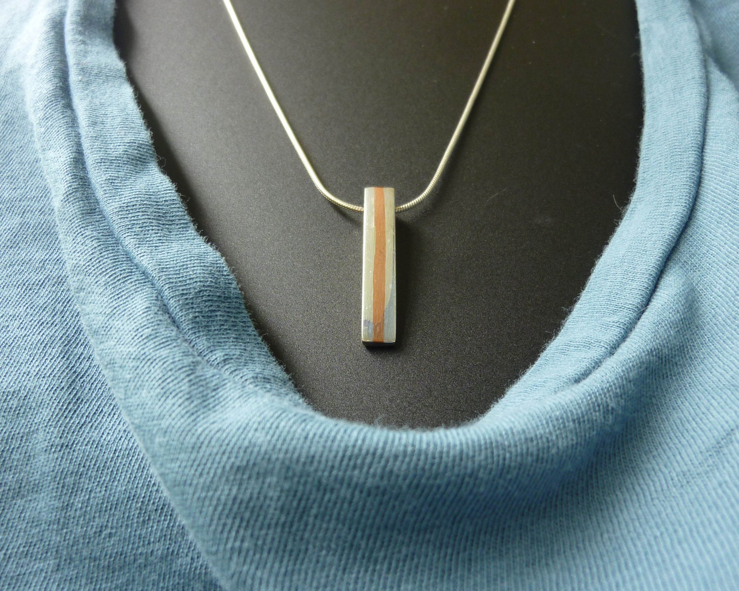 Copper Wedge married metals cast sterling pendant necklace