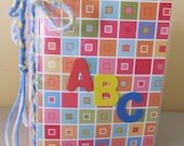 ABC alphabet  book for baby or toddler, baby shower gift,  birthday gift, 28 pages of fun. Boy or girl. blocks