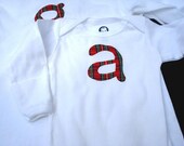 Holiday Plaid Applique Personalized Shirt or Onesies