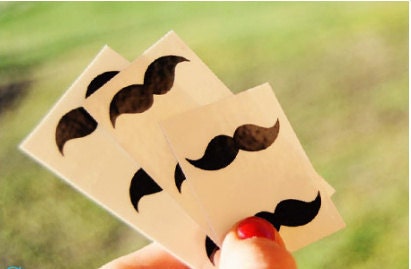 Mustache temporary tattoos - pack of 10