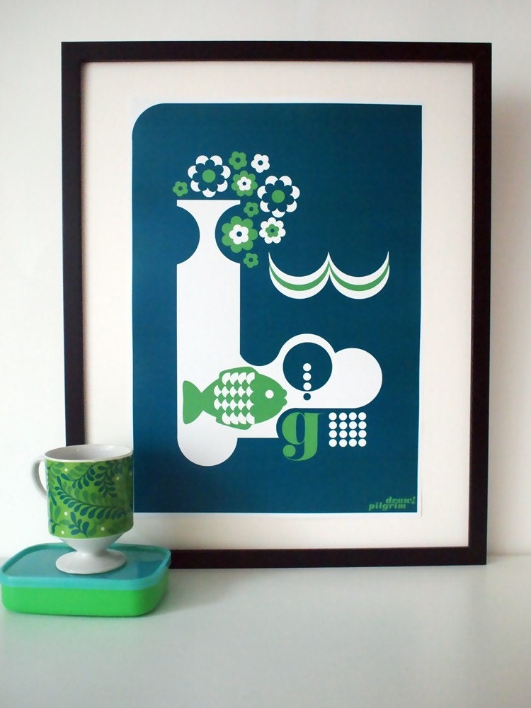 Letter G - from the alphabet series, bold mod A3 poster print