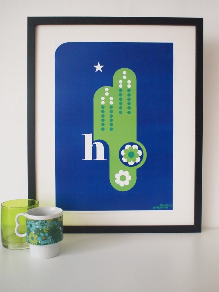 Letter H - from the alphabet series, bold mod A3 poster print
