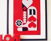 Letter N - from the alphabet series, bold mod A3 poster print
