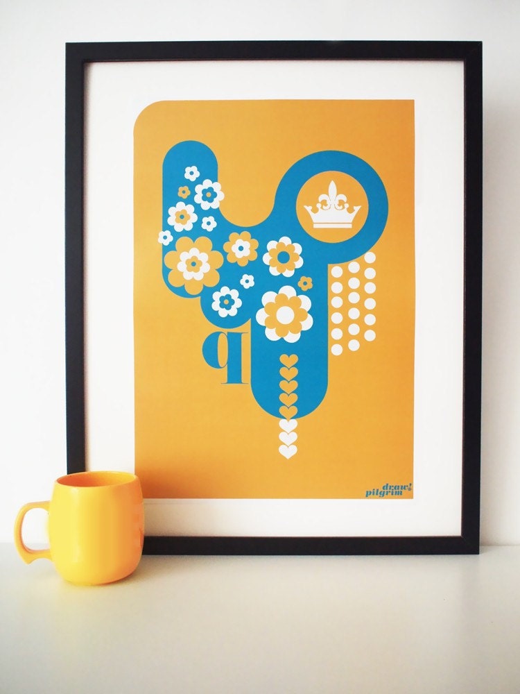 Letter Q - from the alphabet series, bold mod A3 poster print