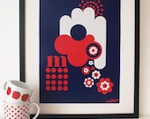 Letter M - from the alphabet series, bold mod A3 poster print