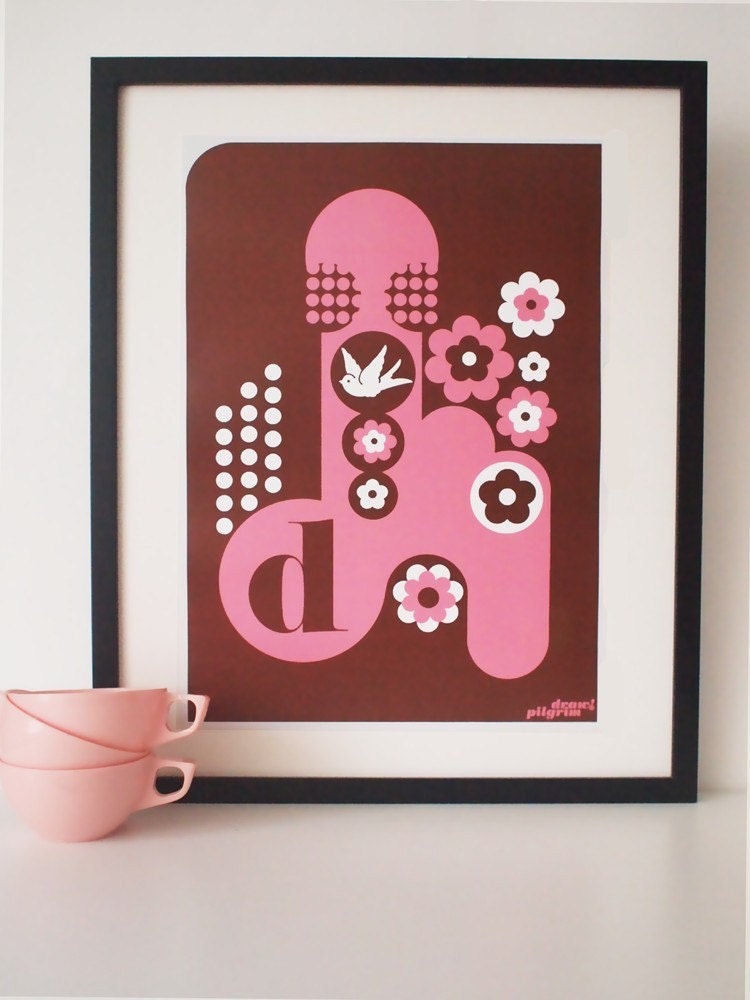 Letter D - from the alphabet series, bold mod A3 poster print