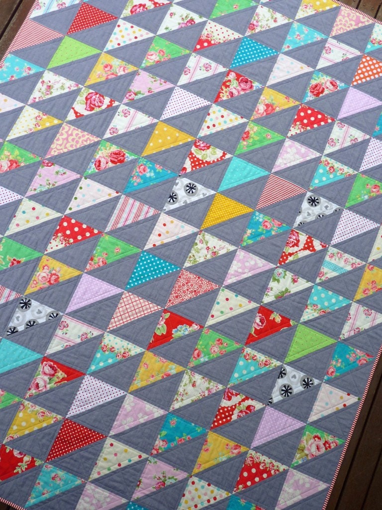 Modern Shabby Chic Quilt by Red Pepper Quilts