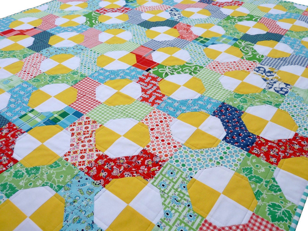 Colorful Bow Tie Quilt by Red Pepper Quilts