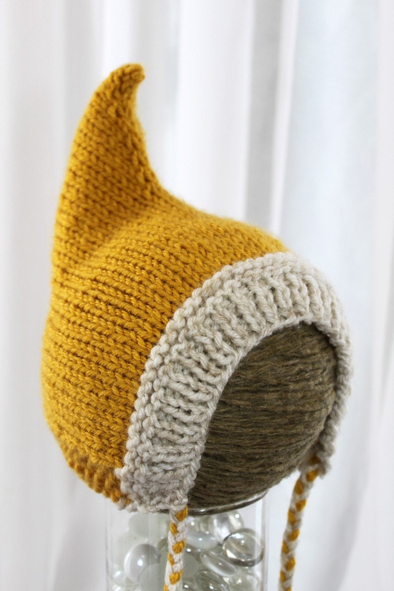 Pixie Hat - Wee Little Pixie Hood - Sunshine Yellow - newborn