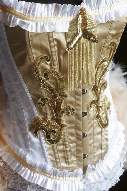 OLYMPIAN- Burlesque Corset Costumes and white gold outfit