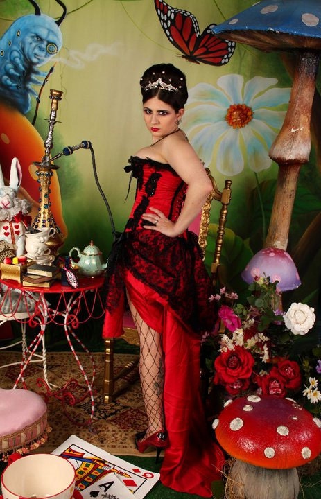 GYPSY - Steampunk Red Black Burlesque Costume Corset, saloon girl Prom Wedding dress