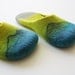 Acapulco" Felted wool slippers with neon yellow and turguoise blue. Unisex adults. Handmade to order