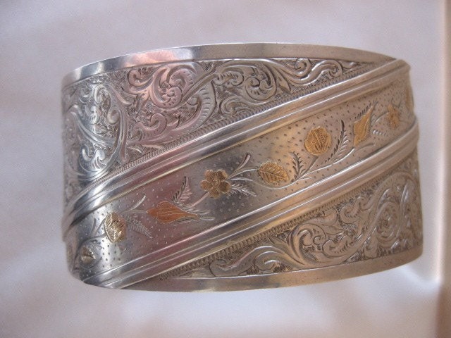 Circa 1880 Victorian Silver Cuff