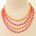 Tangerine Orange and Fuschia Pink Multi Chain Beaded Statement Necklace