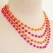 Tangerine Orange and Fuschia Pink Multi Chain Beaded Statement Necklace