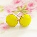 Bright Yellow Stud Earrings Vintage Yellow Round Glass Jewel Surgical Steel Post Earrings - Wedding, Bridal, Bridesmaid, Preppy Earrings