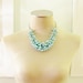 Aqua Blue Glass Pearl Cluster Statement Beaded Bib Necklace Hand Wired