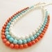 Chunky Sponge Coral Graduated Beaded Necklace Pick Your Color - Aqua Blue, Bright White, or Coral Pink