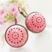 Red and White Mosaic Earrings - Vintage Cherry Red and White Mosaic Bohemian Antique Brass Earring Drop Dangles