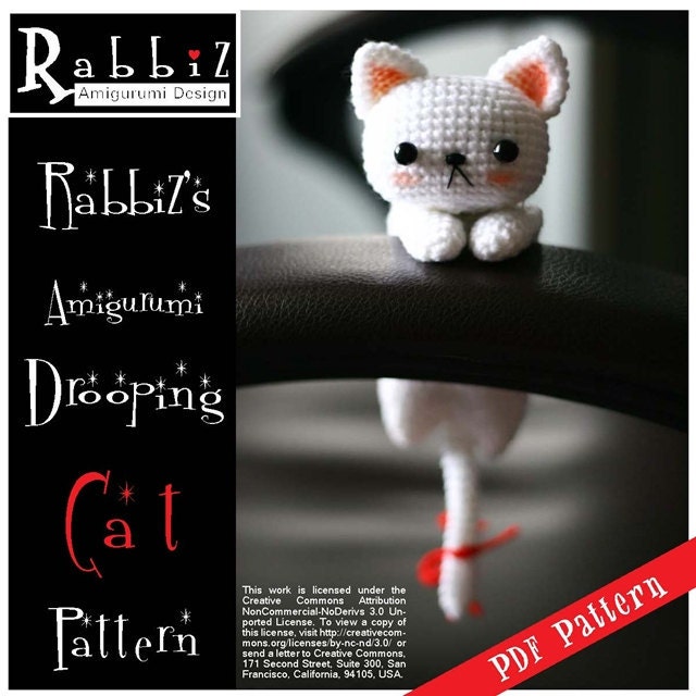 PDF Pattern - Amigurumi Drooping White Cat (HQ)