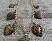 Vintage Signed PIDIDDLY LINKS Love Hearts You Copper Heart Charm Necklace with Original Clasp