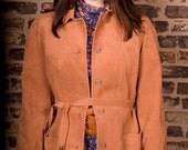 Vintage 70's Brown Suede Jacket with  Fringe Belt (sz 2 4 6)