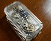 Vintage Laval Lot of Steampunk Watch Parts Gears and Case 27 Plus Pieces