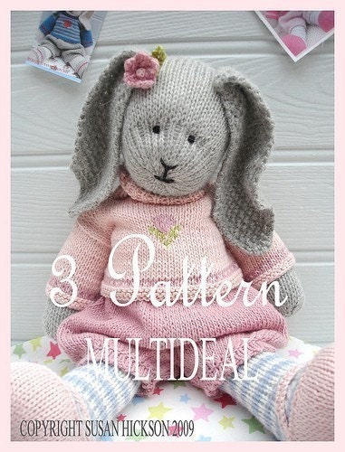 Bluebell/Daisy/Primrose/ 3 Pattern Deal /Girl Bunnies /PDF Toy Knitting Patterns/DIGITAL Downloads