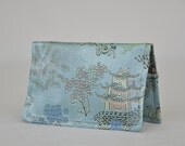 Eco Card Case or Wallet in Light Blue with Chinese Scenes