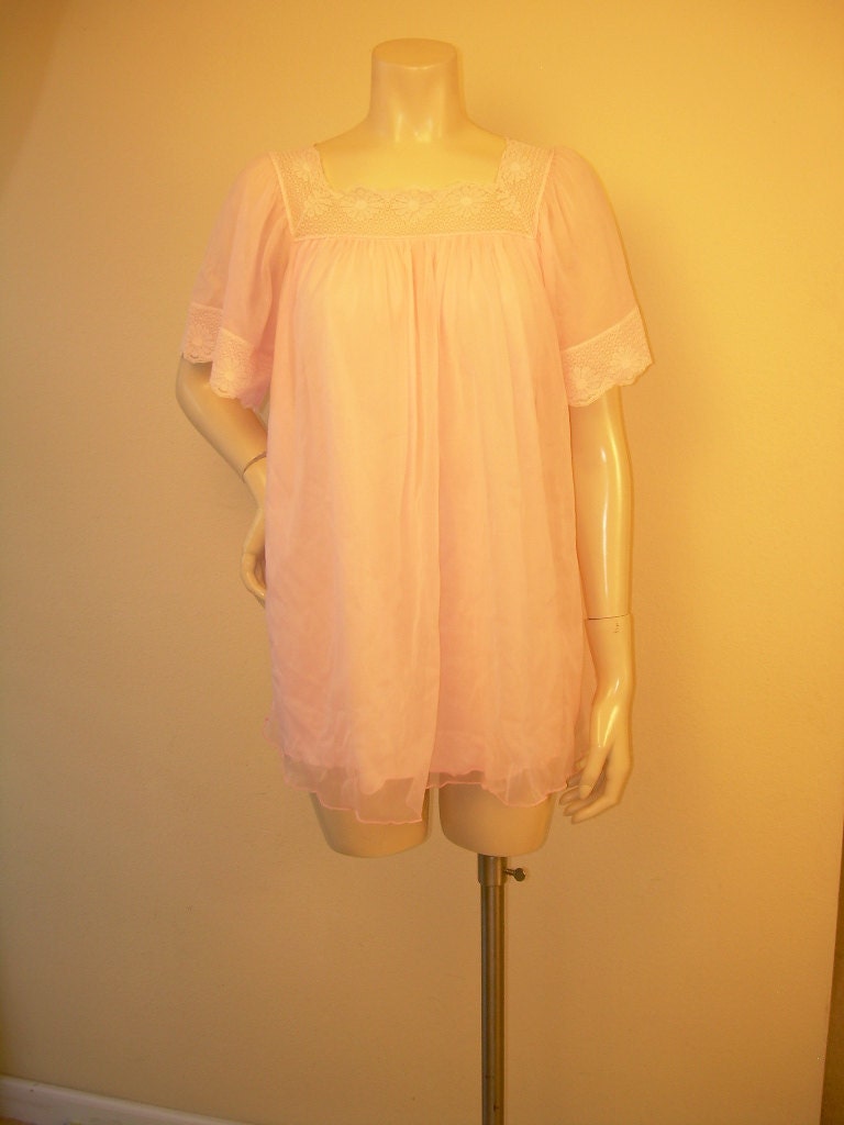 Two Layers of Pink Babydoll Mini with Lace Details