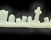 Spooky  Cemetery Jewelry - Cemetery Tombstone Necklace - Glow in the dark