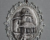 Halloween Cameo Jewelry - Necklace - Psycho House Necklace  - Haunted  House -Bates Mansion