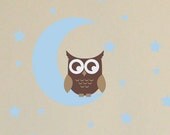 Owl on the Moon Wall Decal Set - Owl Wall Decal - Children Nursery Boy Girl Baby Vinyl Decal