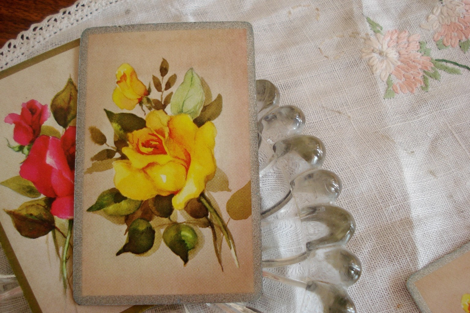 Magnets - Vintage Rose Playing Card - set of 4