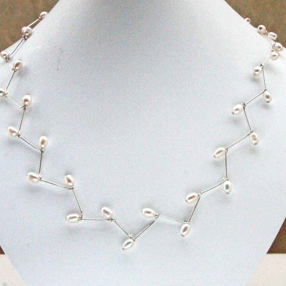 Freshwater Pearls Sterling Silver Necklace Custom Pearl Colors Lacework Series