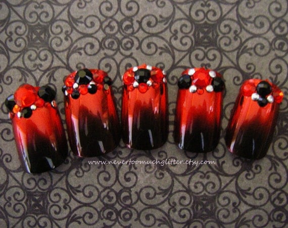 Gothic Nail Art- Maleficent's Prom Press On Nails