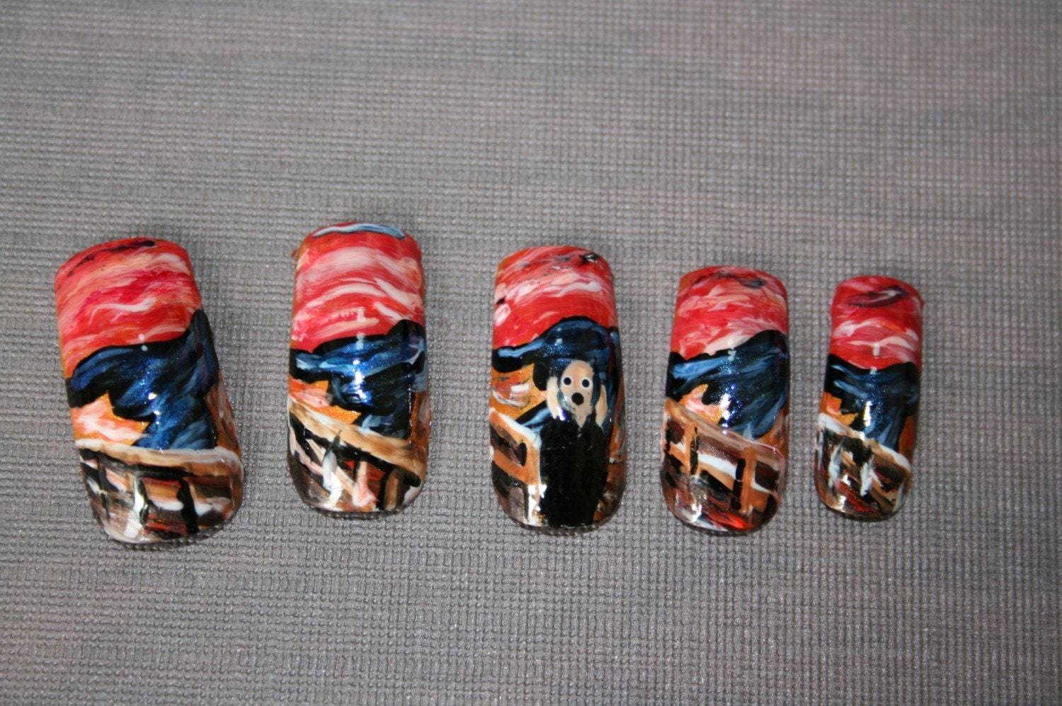 The Scream Handpainted Japanese Nail Art (Custom)