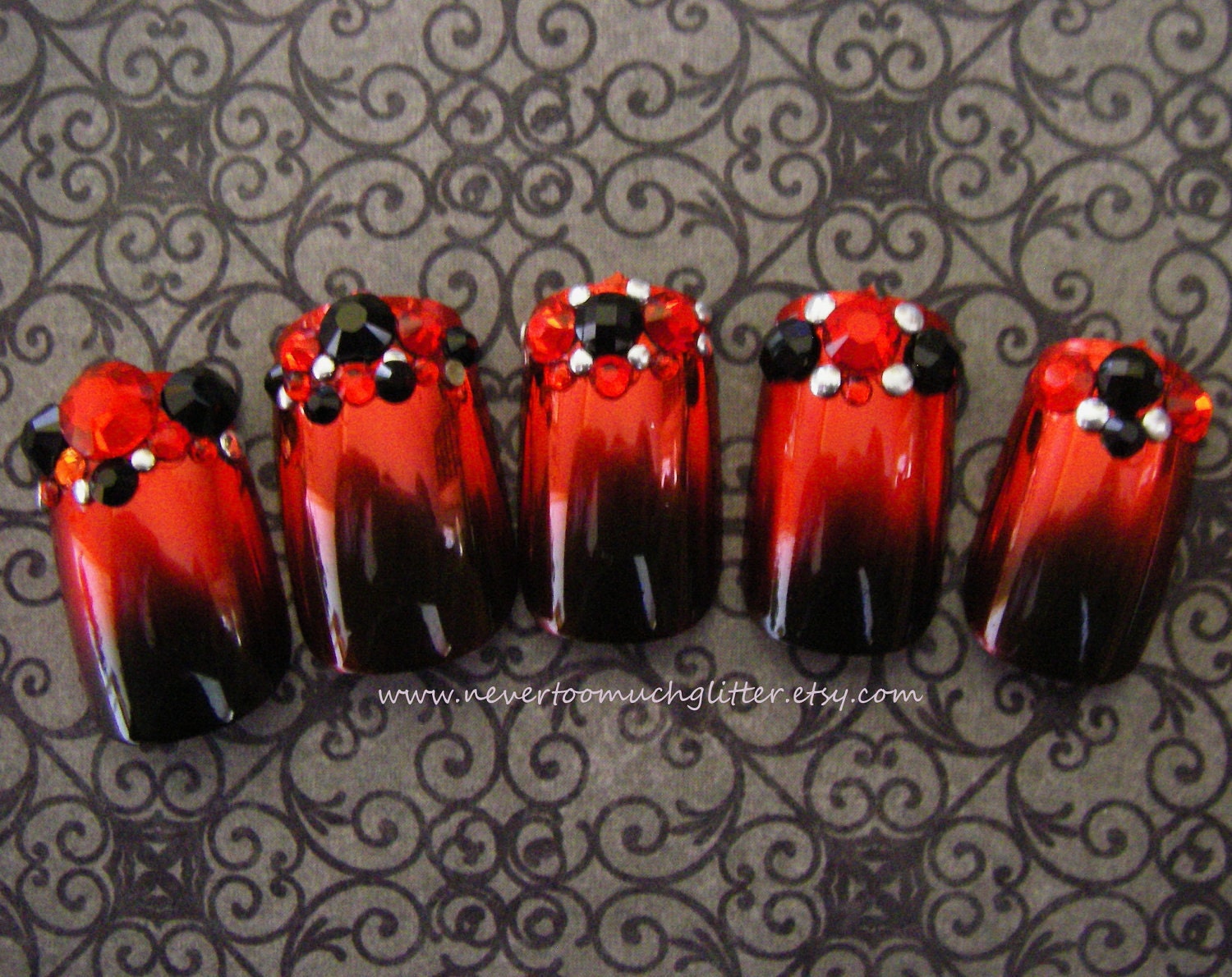 Gothic Nail Art- Maleficent's Prom Press On Nails