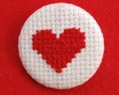 Heart embroidered pinback button
