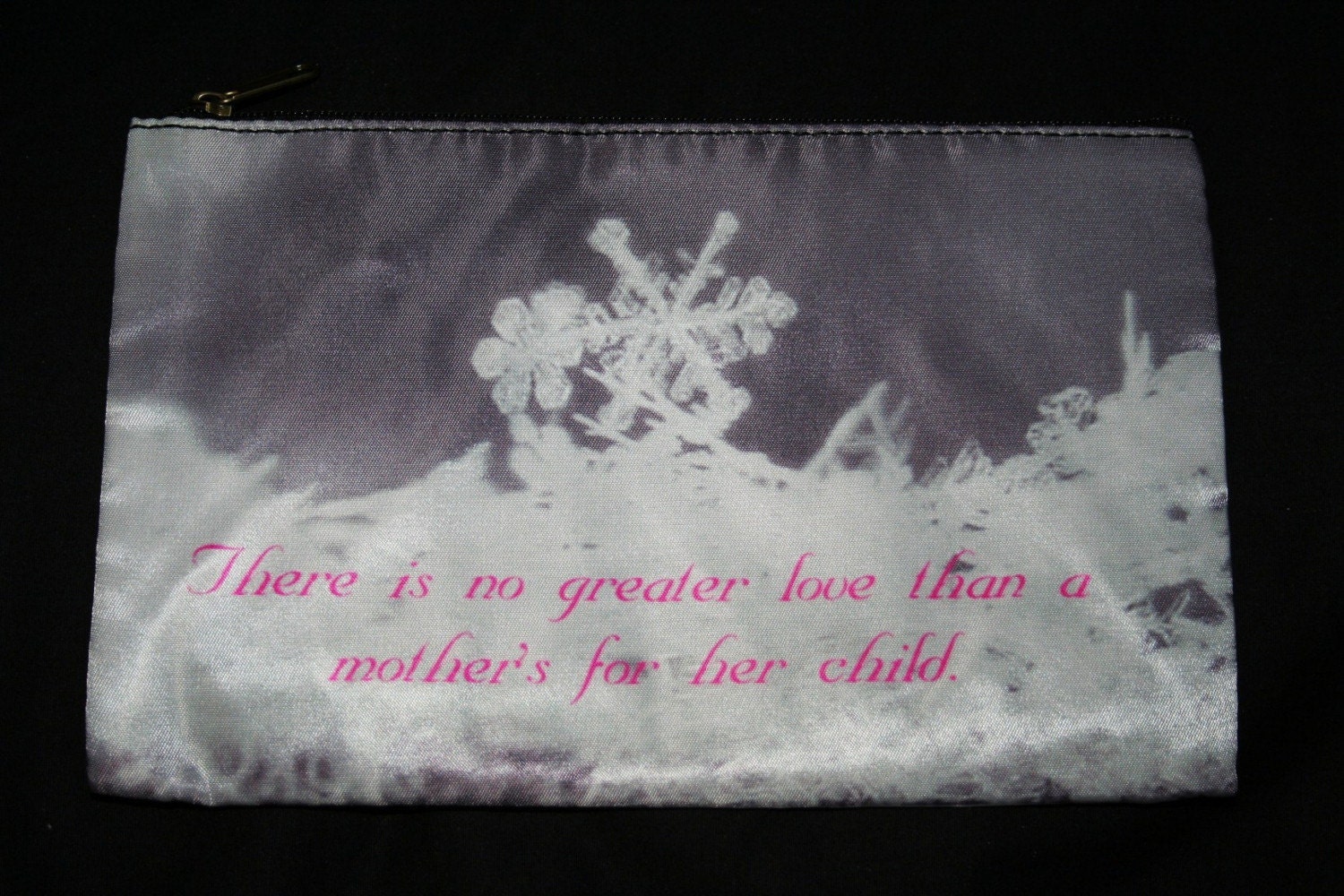 Cosmetic Bag Mother and Child Snowflakes  8x5 inches