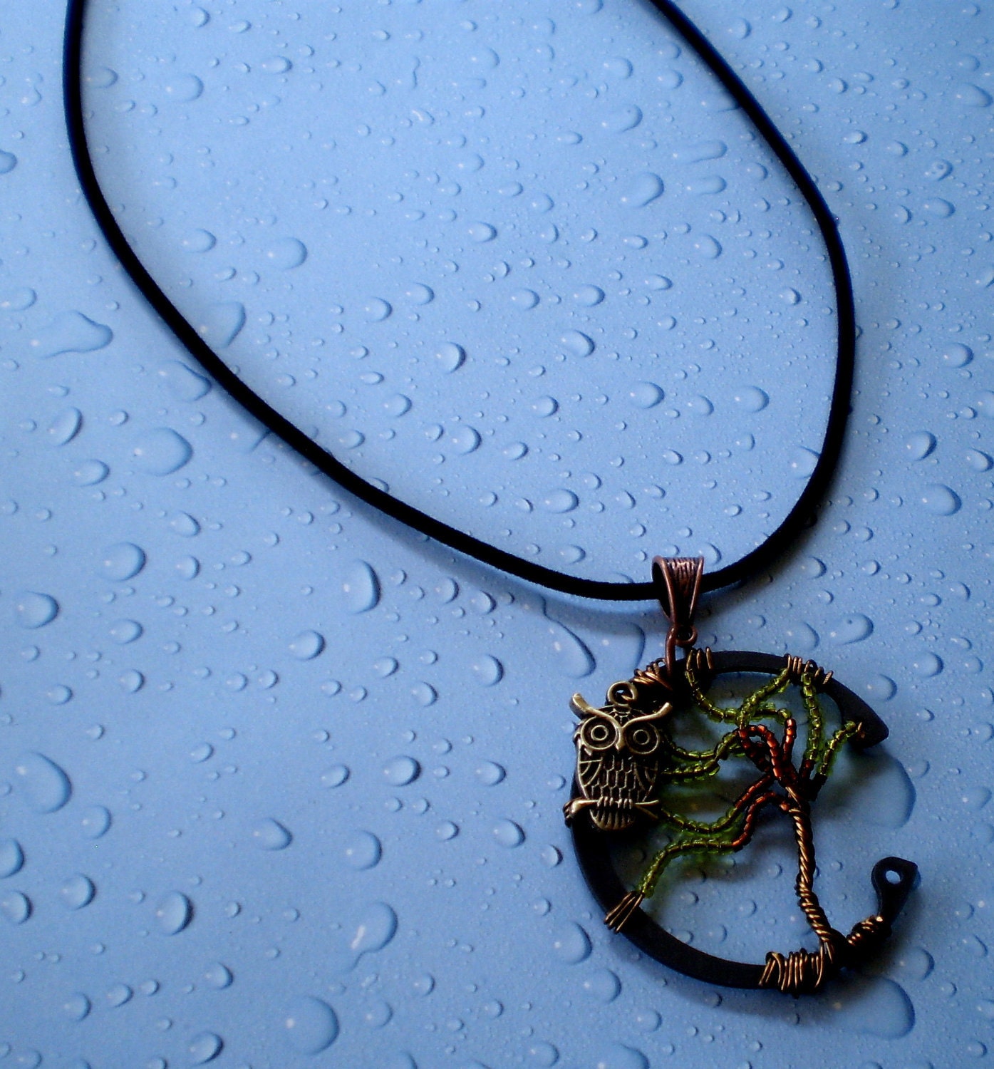 Who is There a  Wire Tree with Brass Owl Industrial Necklace