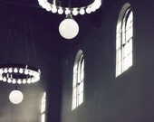 Aglow - 8 x 10 Fine Art Photograph - black and white chandelier window grey gray interior architecture dramatic home decor print
