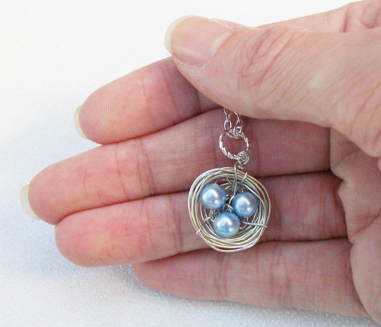 Love My Boys Silver Birds Nest Swarovski Pearls.  Personalized Gift Mix And Match Your Pearls