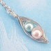 Peas In A Pod Silver Pendant - Pink And Blue Pearls  For a Special Boy and Girl
