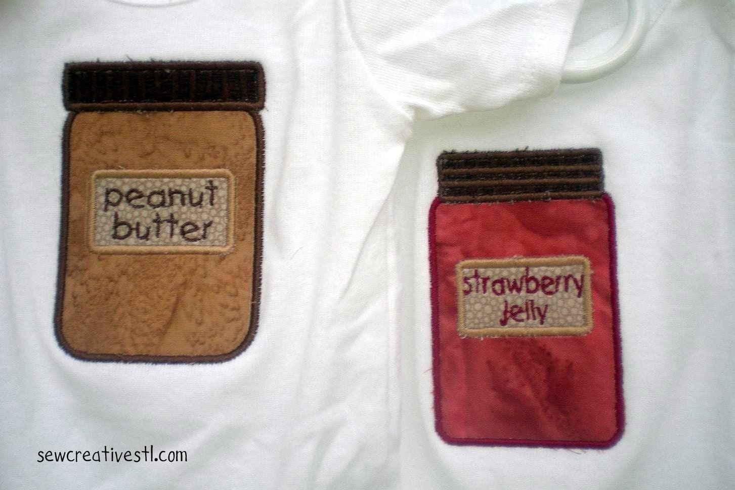 peanut butter and jelly twin onesie set