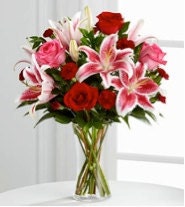 Roses / Lily Arrangement - Vase or Box Arrangement