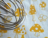Toadstools v.2 - hand screen printed skinny quarter - Dandelion Yellow on White