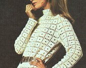 INSTANT DOWNLOAD PDF Vintage Crochet Pattern   Side Split Maxi Tunic Dress  1970s Retro